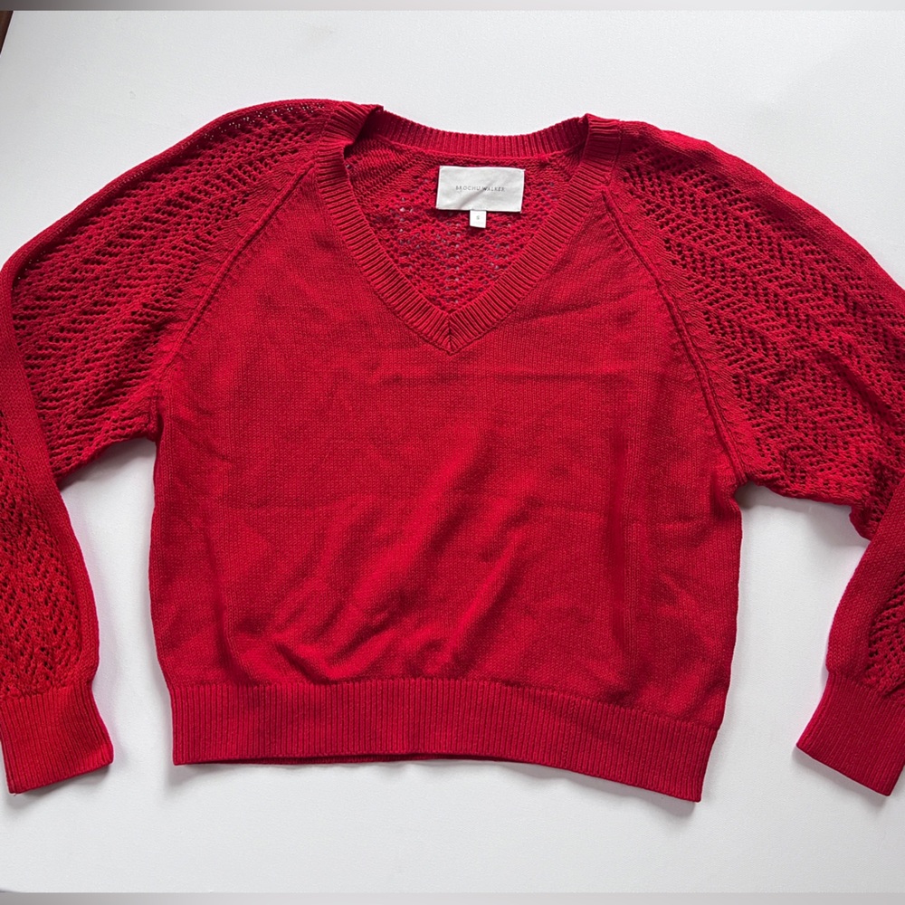 BROCHU WALKER
Vermillion Silvia Eyelet V-Neck Sweater small red - Picture 7 of 7